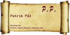 Petrik Pál névjegykártya